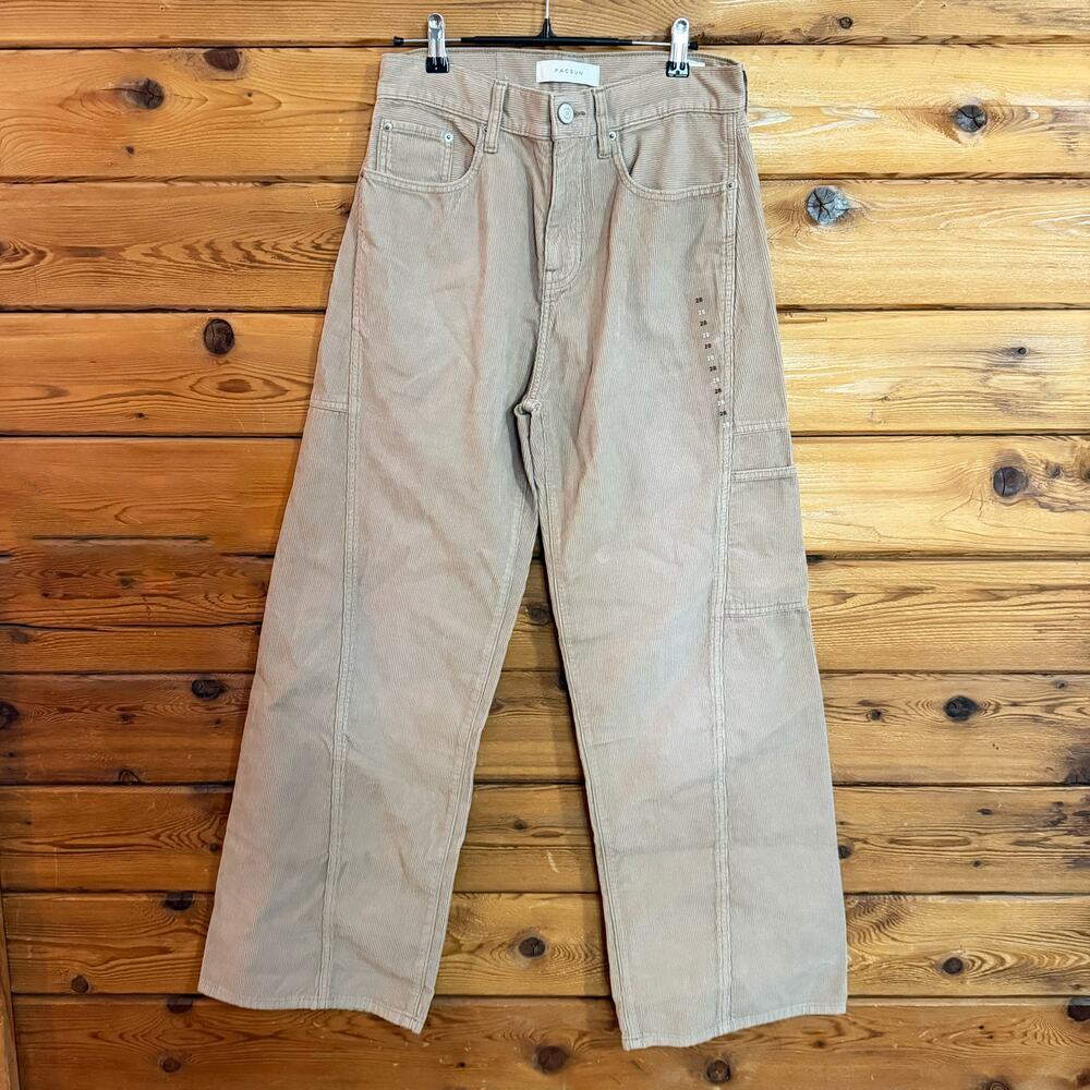 NWT PacSun Extreme Baggy Tan Corduroy Pants Size 28